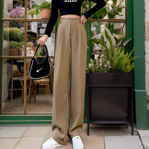 奢姿2024年秋季新款大码女装半松紧时尚阔腿裤胖妹妹休闲西装裤6231509002 商品图0