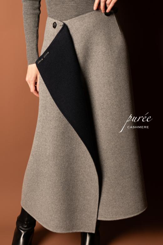 #0717 「REVERSIBLE LONG SKIRT/PONCHO」 85% WOOL 15% CASHMERE   两面穿双色半身裙*可做披肩 商品图6