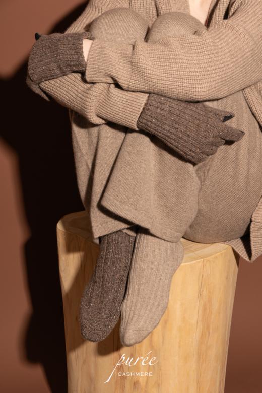 #1955 「SCREEN-TOUCHABLE FOLDABLE GLOVES」 98% CASHMERE 2% THUNDERON（导电纱） 可触屏可折叠羊绒手套 商品图6