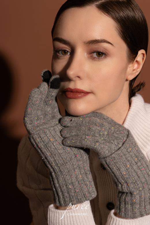 #1955 「SCREEN-TOUCHABLE FOLDABLE GLOVES」 98% CASHMERE 2% THUNDERON（导电纱） 可触屏可折叠羊绒手套 商品图5