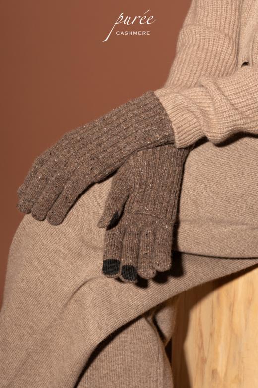#1955 「SCREEN-TOUCHABLE FOLDABLE GLOVES」 98% CASHMERE 2% THUNDERON（导电纱） 可触屏可折叠羊绒手套 商品图5