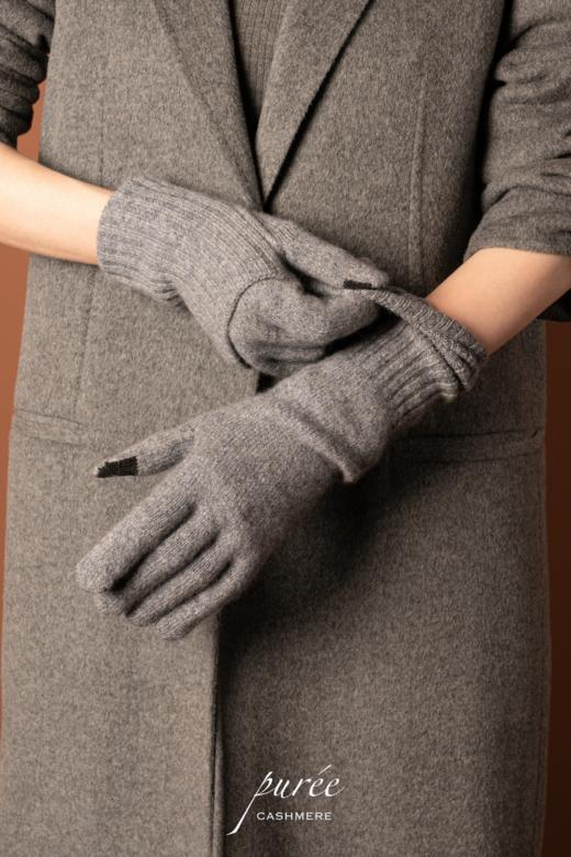 #1955 「SCREEN-TOUCHABLE FOLDABLE GLOVES」 98% CASHMERE 2% THUNDERON（导电纱） 可触屏可折叠羊绒手套 商品图2