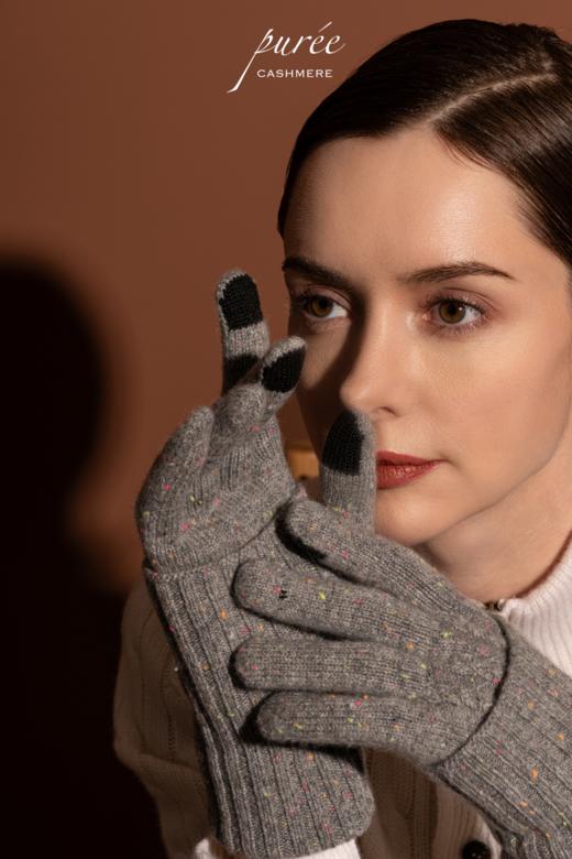 #1955 「SCREEN-TOUCHABLE FOLDABLE GLOVES」 98% CASHMERE 2% THUNDERON（导电纱） 可触屏可折叠羊绒手套 商品图4