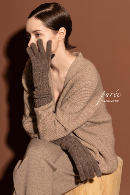 #1955 「SCREEN-TOUCHABLE FOLDABLE GLOVES」 98% CASHMERE 2% THUNDERON（导电纱） 可触屏可折叠羊绒手套 商品图2