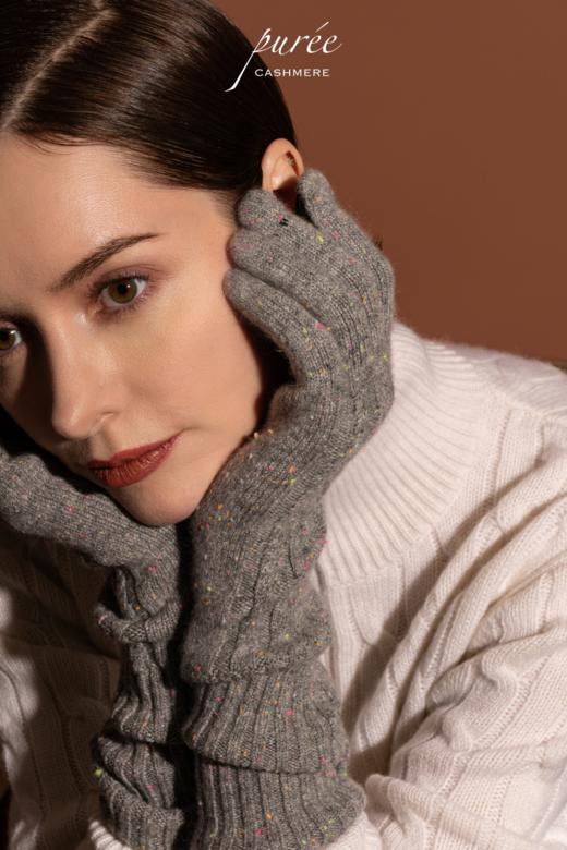 #1955 「SCREEN-TOUCHABLE FOLDABLE GLOVES」 98% CASHMERE 2% THUNDERON（导电纱） 可触屏可折叠羊绒手套 商品图2