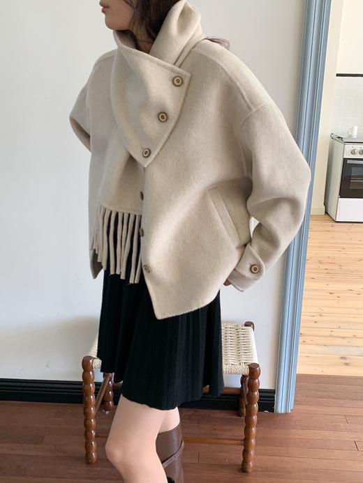 【YW】无忧购韩版休闲小个子宽松围巾领可脱卸两穿双面羊毛大衣9829（截单后7天发货)25年清仓捡漏 商品图6