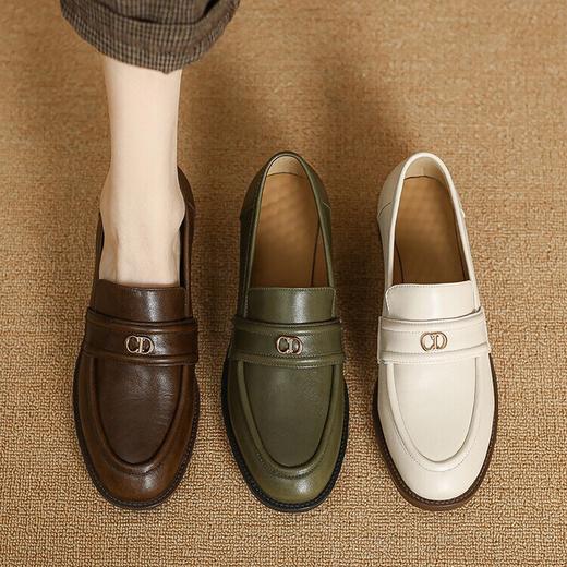 【预售5天】学院风复古棕色圆头低跟小皮鞋秋冬季新款加绒乐福鞋女SCX&124-1 商品图2