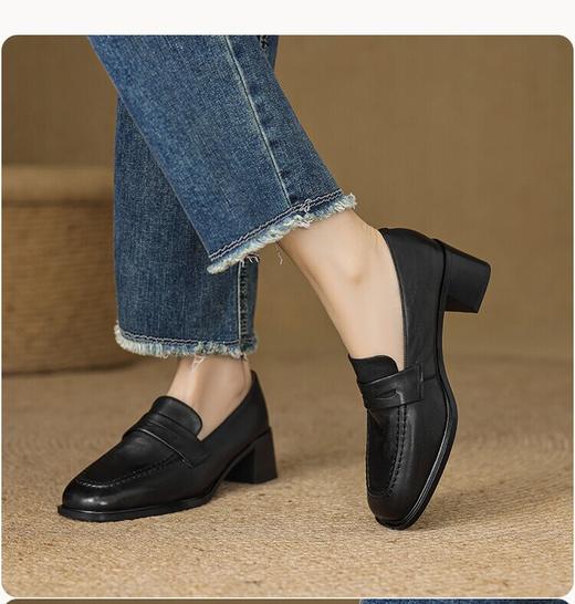 【预售5天】方头深口单鞋头层牛皮，擦色复古低跟休闲小皮鞋SSS&S5937 商品图2