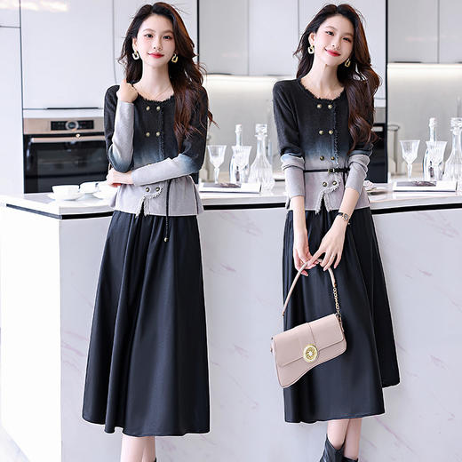 法式时尚潮流针织上衣，修身半裙两件套套装裙HR-ABS80138 商品图3