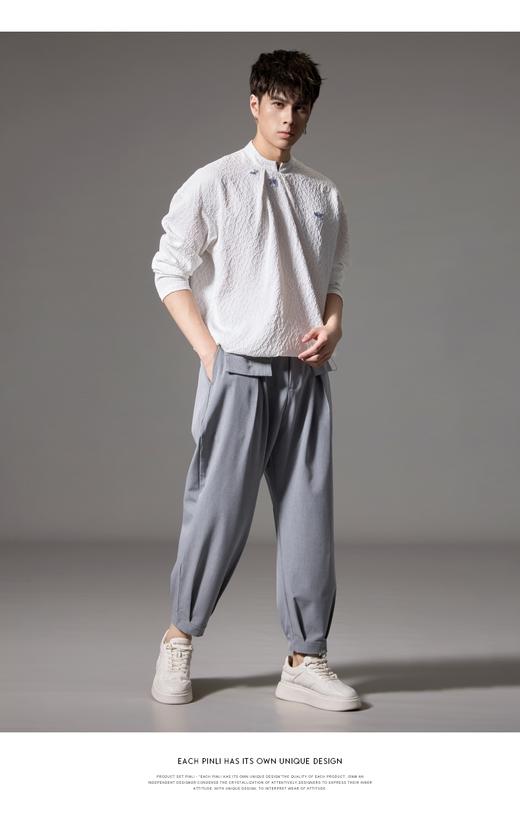 PINLI品立春季新款高级感宽松束脚裤男士百搭休闲哈伦长裤潮B243117049 商品图13