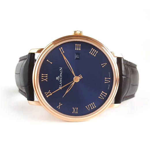 【95新正品】Blancpain宝珀经典系列自动机械18k玫瑰金鳄鱼皮带日期显示40mm 6651-3640-55B 170625LV66 商品图5