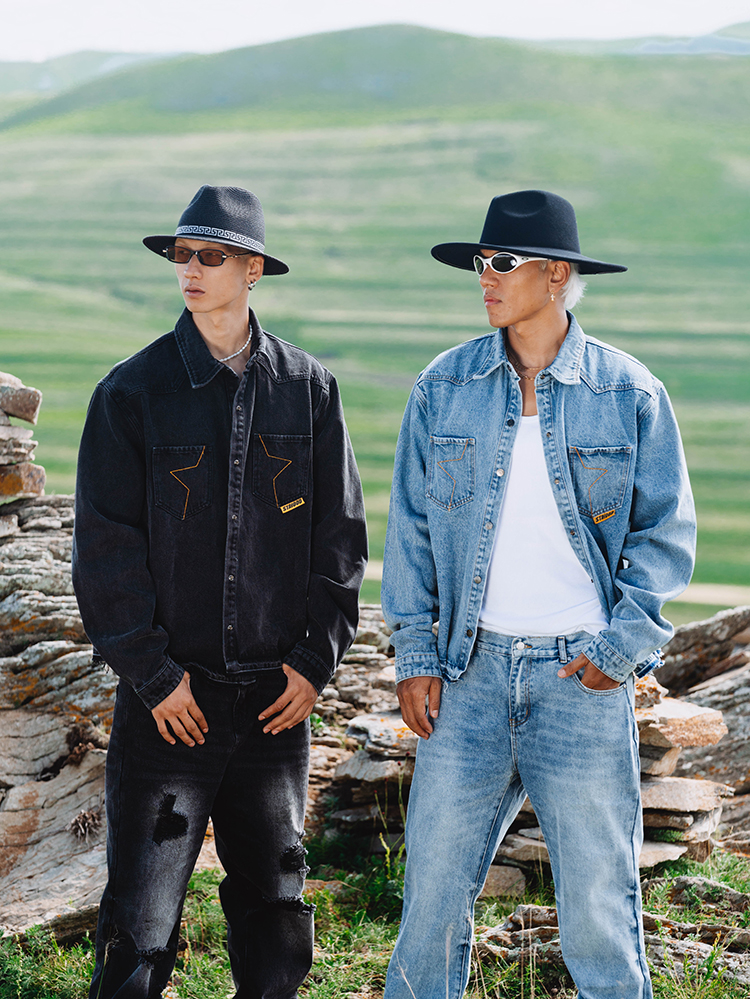 STA2024秋季基础水洗牛仔翻领衬衣夹克外套