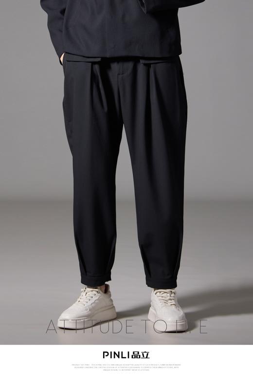 PINLI品立春季新款高级感宽松束脚裤男士百搭休闲哈伦长裤潮B243117049 商品图8