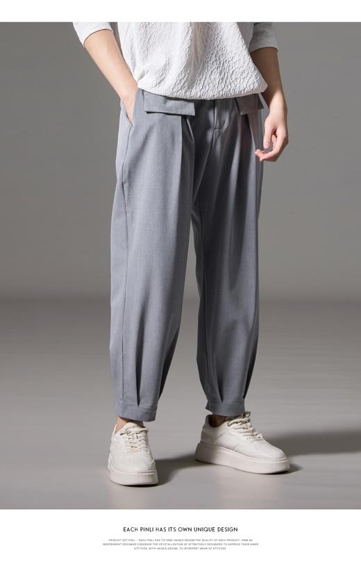 PINLI品立春季新款高级感宽松束脚裤男士百搭休闲哈伦长裤潮B243117049 商品图12