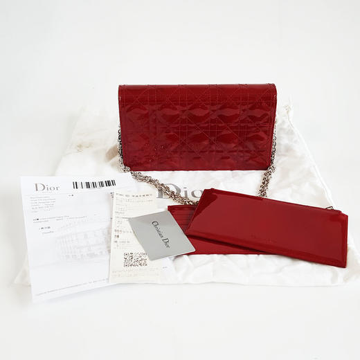 【95新正品】Dior迪奥Lady Dior红色漆皮三合一woc手拿包链条包单肩包 Shounaba现售价：4700！090924NJS16 商品图1