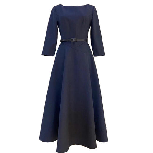 雀说 春秋新款长袖圆领连衣裙女时尚高级感长裙4ZF-0642 商品图4