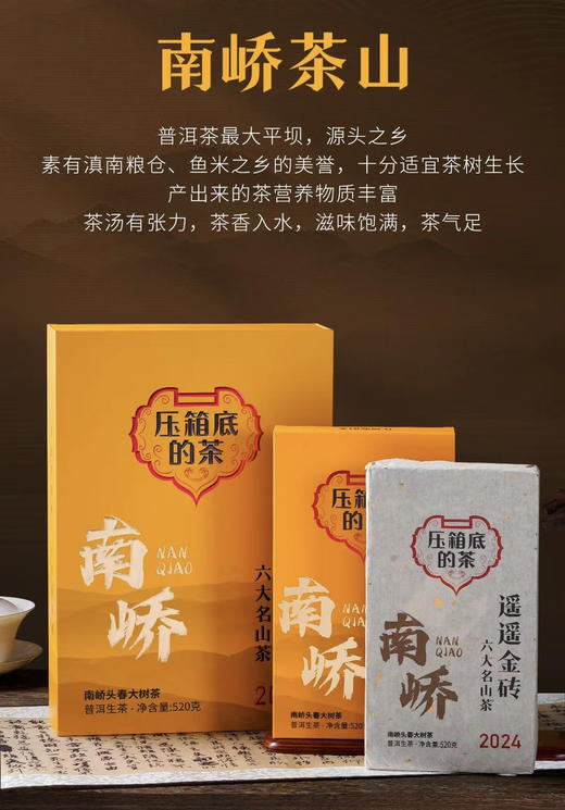 压箱底 遥遥金砖 2024头春茶 景迈 布朗 勐宋 南峤 巴达 南糯六个山头 520克x6砖 商品图5