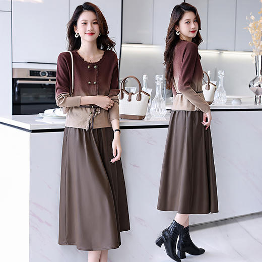 法式时尚潮流针织上衣，修身半裙两件套套装裙HR-ABS80138 商品图2