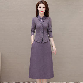 新中式国风连衣裙，假两件盘扣复古改良A字裙QYM-KED-H2168-Y