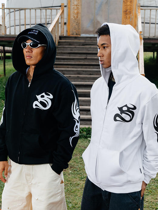 STA2024秋季哥特图腾拉链开衫帽衫 商品图0