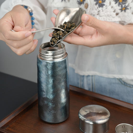 暗香疏影/纯钛蘑菇保温杯/双层钛茶杯泡茶养生纯钛水杯 商品图4
