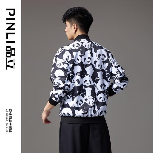 PINLI品立秋季新款立领熊猫夹克外套男士潮牌宽松休闲棒球服B243104039 商品图2