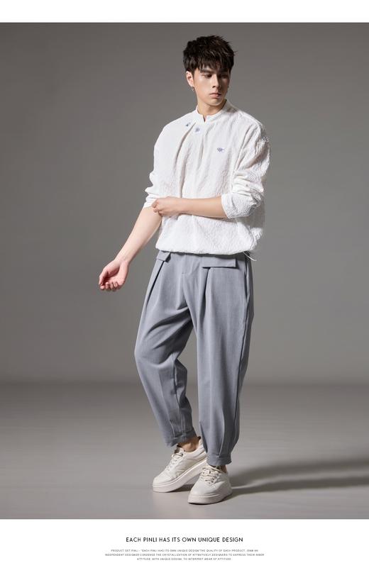 PINLI品立春季新款高级感宽松束脚裤男士百搭休闲哈伦长裤潮B243117049 商品图14