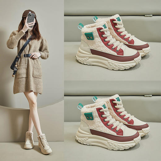 2024冬季加绒高帮小白鞋新款韩版ins女学生增高运动保暖休闲潮鞋新款爆款小红书网红同款 商品图2