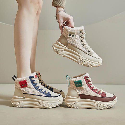2024冬季加绒高帮小白鞋新款韩版ins女学生增高运动保暖休闲潮鞋新款爆款小红书网红同款 商品图0