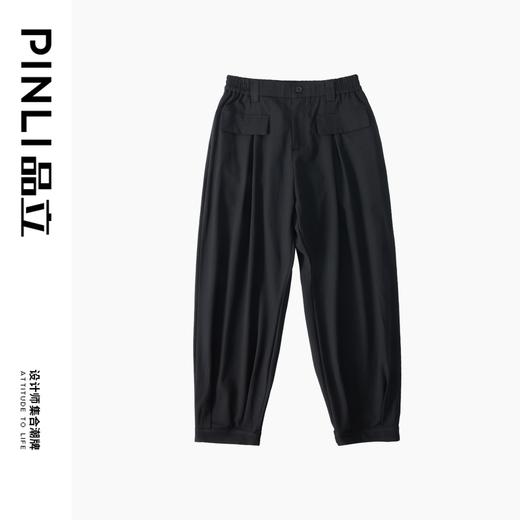 PINLI品立春季新款高级感宽松束脚裤男士百搭休闲哈伦长裤潮B243117049 商品图6