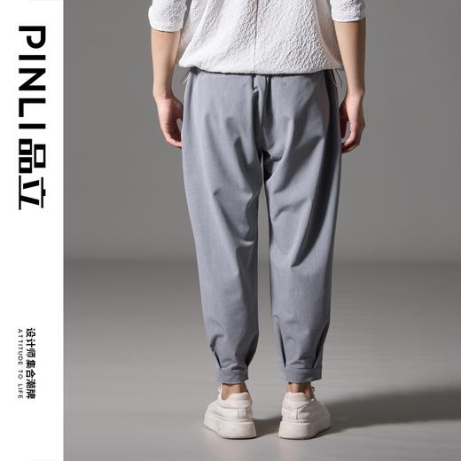PINLI品立春季新款高级感宽松束脚裤男士百搭休闲哈伦长裤潮B243117049 商品图9