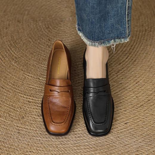 【预售5天】方头深口单鞋头层牛皮，擦色复古低跟休闲小皮鞋SSS&S5937 商品图3