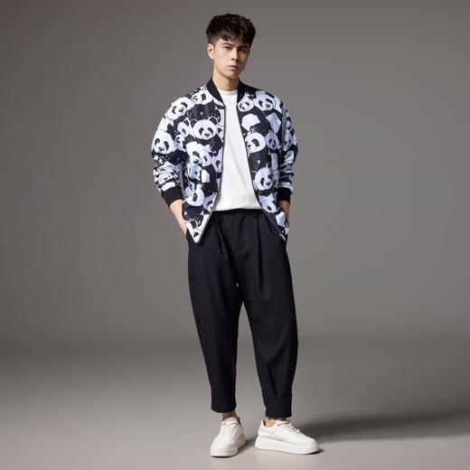 PINLI品立秋季新款立领熊猫夹克外套男士潮牌宽松休闲棒球服B243104039 商品图4
