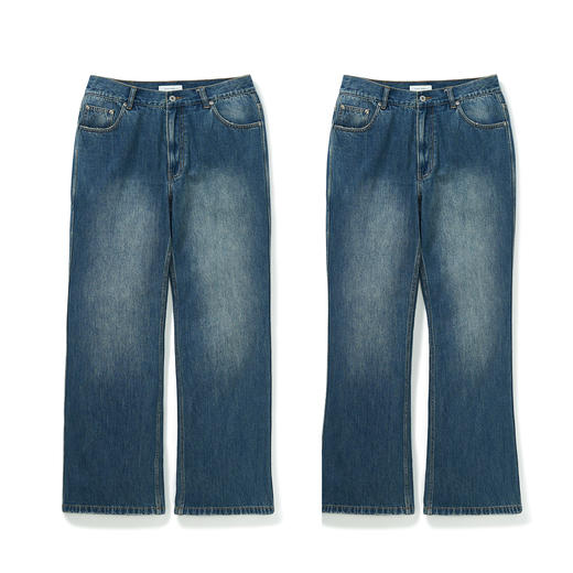 714street潮牌水洗牛仔裤男秋冬款休闲长裤男士美式宽松喇叭裤 商品图4