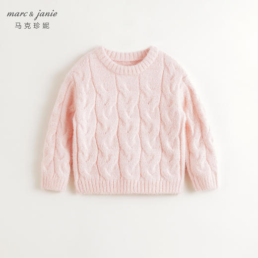 马克珍妮女童立体绞花仿貂毛毛衣儿童针织衫2024年秋冬新品241773 商品图2