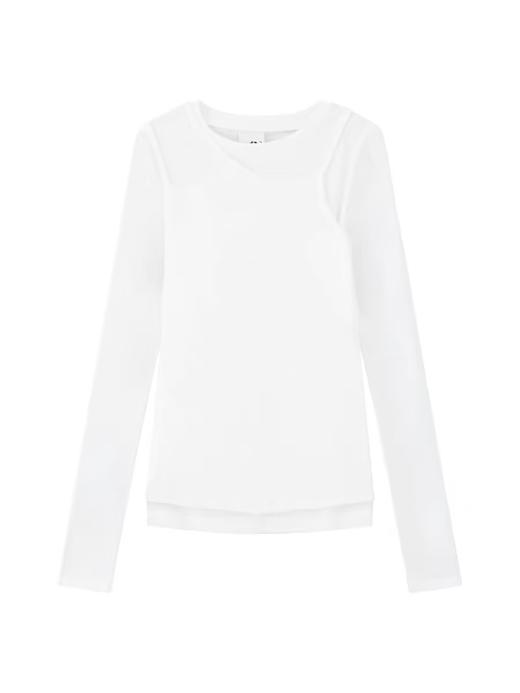 出逃赤岗西/24AWT98/莱赛尔长袖真两件套叠穿修身打底衫 商品图4