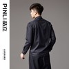 PINLI品立秋季新款修身长袖衬衫潮牌男几何设计休闲黑色衬衣BG243113044 商品缩略图2