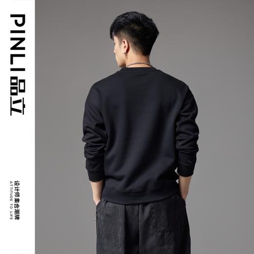 PINLI品立2024秋季新款重工烫钻休闲卫衣男士时尚宽松长袖上衣潮BG243109031 商品图3