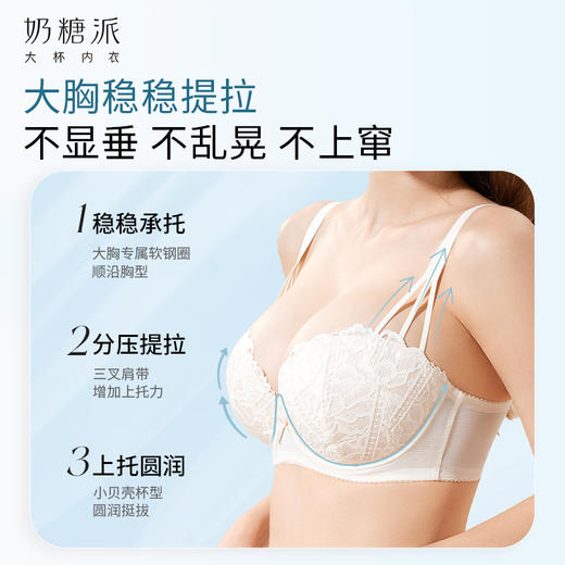 [贝壳杯轻盈]文胸大胸显大聚拢性感蕾丝挺拔性感圆圆胸内衣女 商品图2
