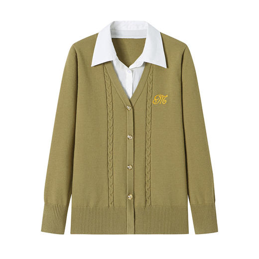 CC-66-5821衬衫女士春秋季2024年新款别致洋气时尚假两件针织衫上衣长袖衬衣 商品图4