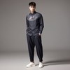 PINLI品立秋季新款修身长袖衬衫潮牌男几何设计休闲黑色衬衣BG243113044 商品缩略图4