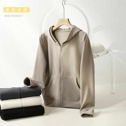 【2024秋冬新品】韩系连帽拉链卫衣 软糯亲肤带口袋休闲长袖外套 商品图3