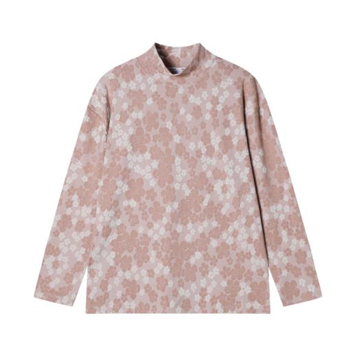 秋冬季新款美式个性满印花朵撞色半高领卫衣时尚百搭舒适长袖 商品图0