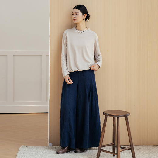 绽放旅行女装613朵/花苞T恤*浪漫印花打底衫简约圆领长袖上衣 商品图1