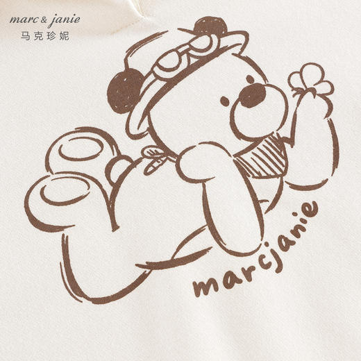 马克珍妮女童萌趣小熊加绒连帽卫衣儿童外套2024年秋冬新款541923 商品图3