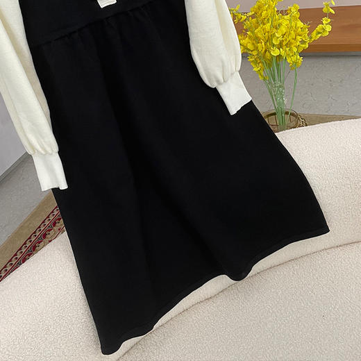 8/1奢姿大码女装2024秋季气质半高领针织裙子胖妹妹假两件时尚连衣裙9843890160 商品图4