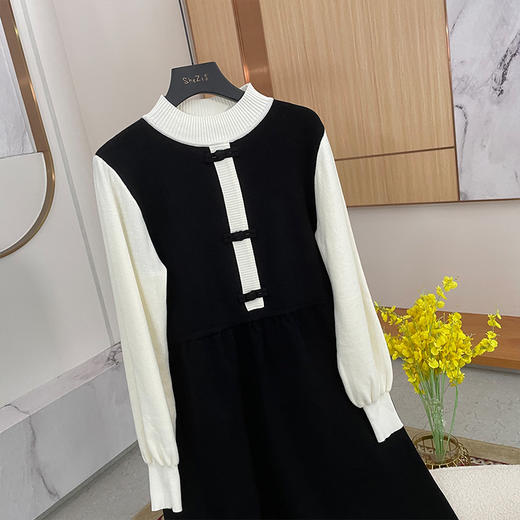 8/1奢姿大码女装2024秋季气质半高领针织裙子胖妹妹假两件时尚连衣裙9843890160 商品图2