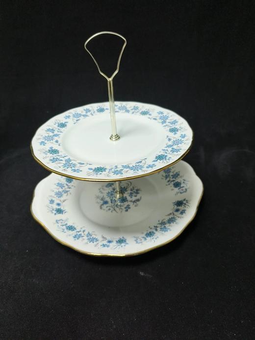 英国科尔克拉夫的蓝色花束双层糕点碟点心碟 商品图2