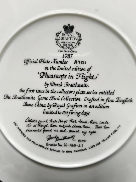 英国皇家格拉夫顿限量骨瓷赏盘，Derek Braithwaite的猎鸟系列 商品图3