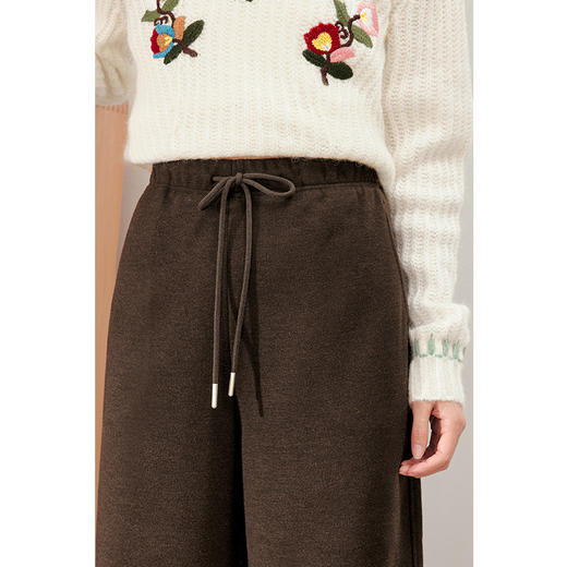 【严选】诗凡黎米色休闲裤2023冬新款高腰显瘦显高流行小个子直筒拖地裤女SEB250571 商品图3